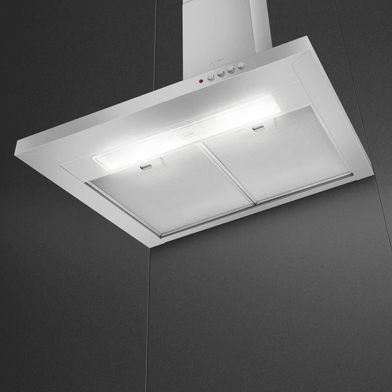 SMEG UNIVERSALE design kürtős fali páraelszívó, 60 cm, inox, 3+1 sebesség, szénszűrővel