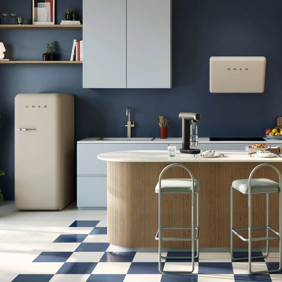 SMEG 50-ES ÉVEK RETRO design vertikális fali páraelszívó, 75 cm, matt moonlight