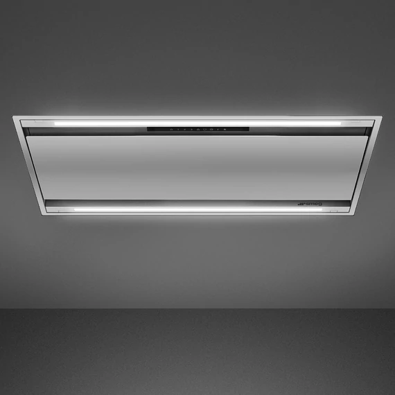 SMEG UNIVERSALE design mennyezeti páraelszívó, 90 cm, inox, 2 LED csík