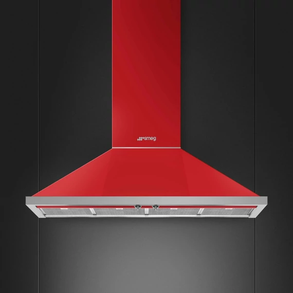 SMEG PORTOFINO design kürtős fali páraelszívó, 120 cm, piros