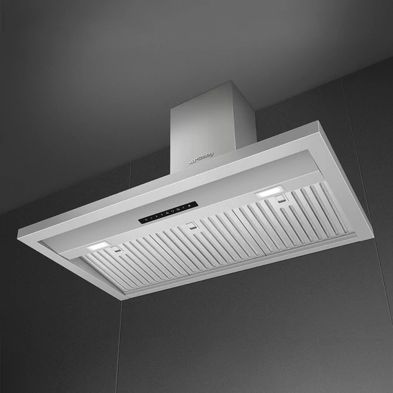 SMEG UNIVERSALE design kürtős fali páraelszívó, 90 cm, inox