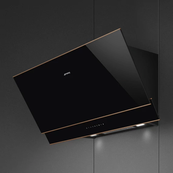 SMEG DOLCE STIL NOVO design vertikális fali páraelszívó, 90 cm, fekete