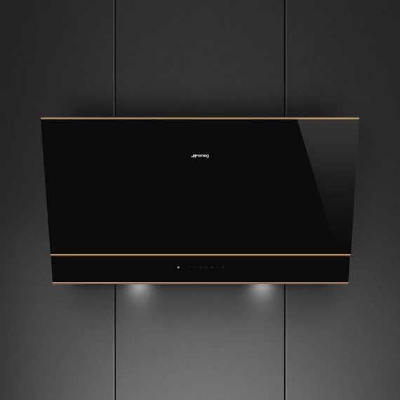 SMEG DOLCE STIL NOVO design vertikális fali páraelszívó, 90 cm, fekete