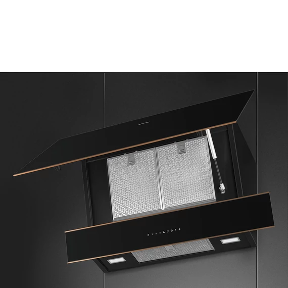 SMEG DOLCE STIL NOVO design vertikális fali páraelszívó, 90 cm, fekete