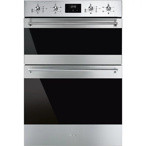 SMEG Beépíthető dupla hőlégkeveréses sütő, LED kijelzővel, érintő és tekerőgombokkal - Classica design, inox