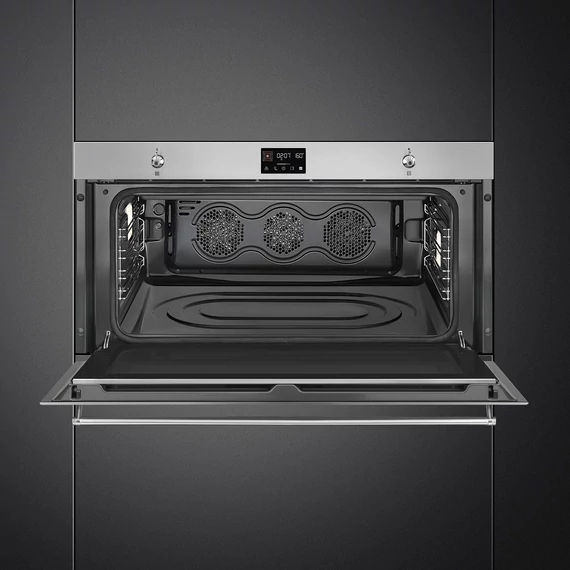 SMEG 90 cm széles hőlégkeveréses sütő, LCD kijelzővel, érintő és tekerőgombokkal - Classica design, inox