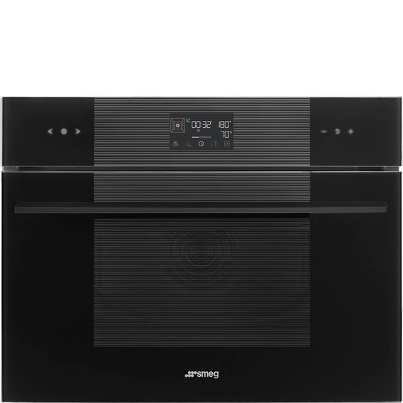 SMEG Galileo Steam100 Kompakt kombinált gőzsütő, nagy LCD kijelzővel - Linea design, mélyfekete üveg
