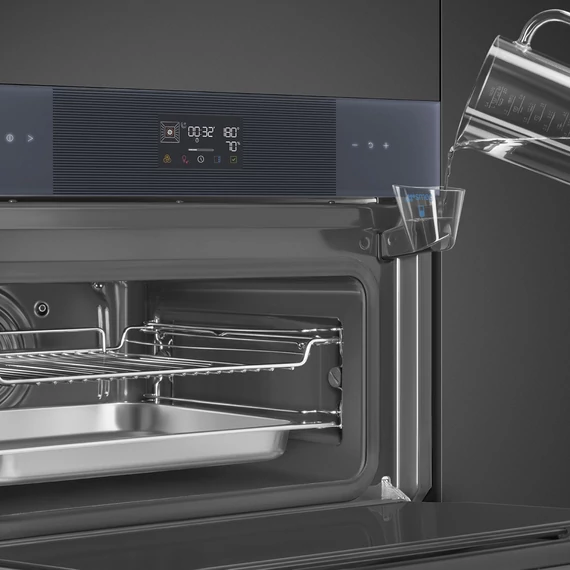 SMEG Galileo Steam100 Kompakt kombinált gőzsütő, nagy LCD kijelzővel - Linea design, neptune szürke üveg