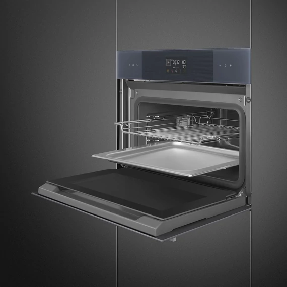 SMEG Galileo Steam100 Kompakt kombinált gőzsütő, nagy LCD kijelzővel - Linea design, neptune szürke üveg
