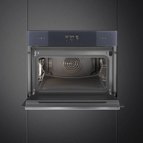 SMEG Galileo Steam100 Kompakt kombinált gőzsütő, nagy LCD kijelzővel - Linea design, neptune szürke üveg