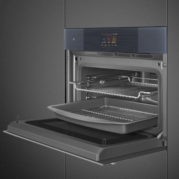 SMEG Galileo Omnichef Kompakt 3 az 1-ben sütő, TFT kijelzővel - Linea design, neptune szürke üveg