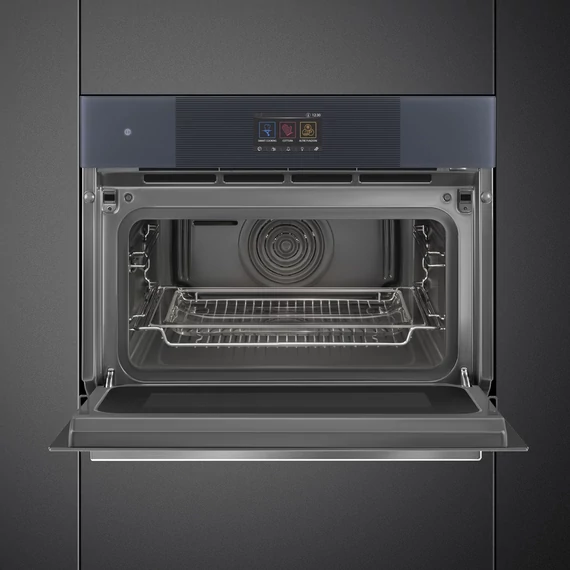 SMEG Galileo Omnichef Kompakt 3 az 1-ben sütő, TFT kijelzővel - Linea design, neptune szürke üveg