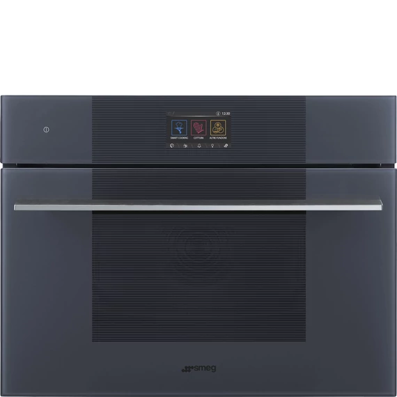 SMEG Galileo Speedwave Kompakt kombinált mikrohullámú sütő, TFT kijelzővel - Linea design, neptune szürke üveg