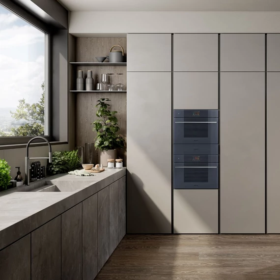 SMEG Galileo Steam100 Pro Kompakt kombinált gőzsütő, TFT kijelzővel - Linea design, neptune szürke üveg