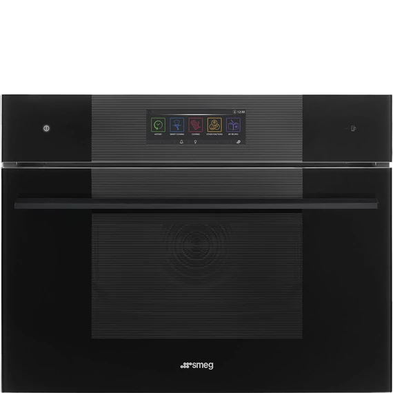 SMEG Galileo Omnichef Kompakt 3 az 1-ben sütő, nagy TFT kijelzővel, Wi-Fi kapcsolattal - Linea design, mélyfekete üveg