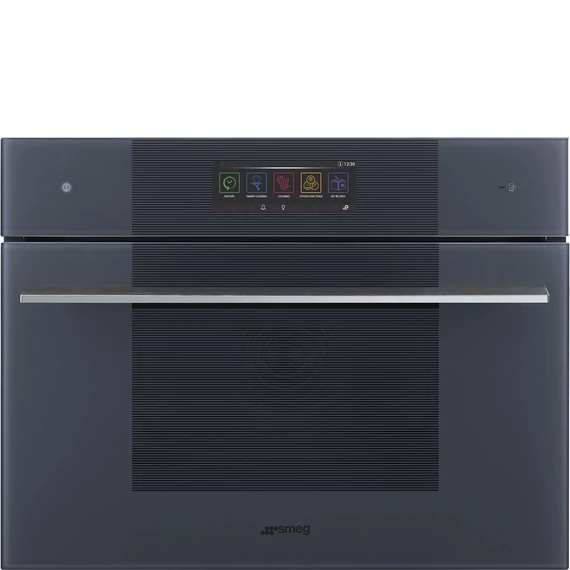 SMEG Galileo Omnichef Kompakt 3 az 1-ben sütő, nagy TFT kijelzővel, Wi-Fi kapcsolattal - Linea design, neptune szürke üveg
