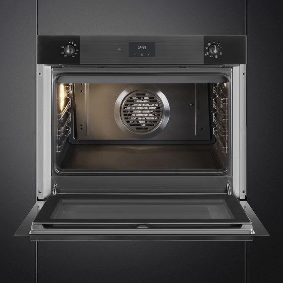 SMEG HŐLÉGKEVERÉSES SÜTŐ, Linea design, 75x60 cm, ES LCD, mélyfekete üveg