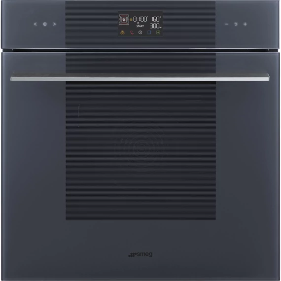 SMEG Galileo Speedwave XL Kompakt kombinált mikrohullámú sütő, nagy LCD kijelzővel - Linea design, neptune szürke üveg