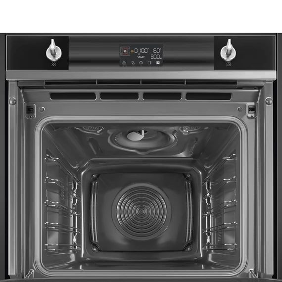 SMEG Galileo Speedwave XL Kompakt kombinált mikrohullámú sütő, nagy LCD kijelzővel - Linea design, fekete üveg