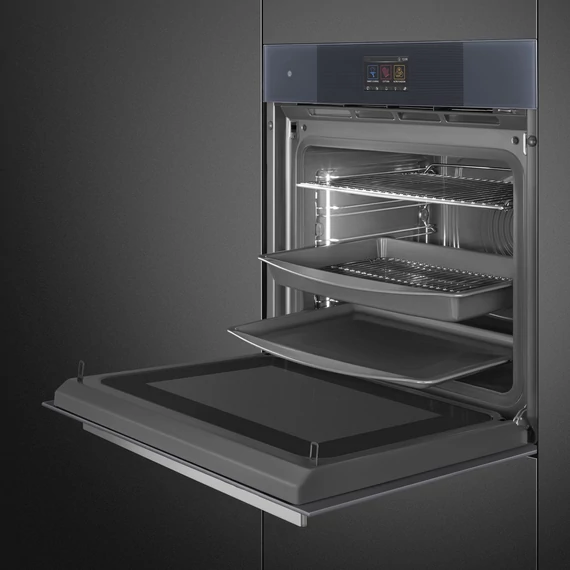 SMEG Galileo Omnichef 3 az 1-ben sütő, TFT kijelzővel - Linea design, neptune szürke üveg