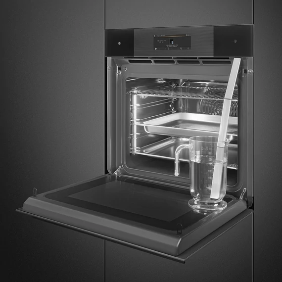 SMEG Galileo Omnichef 3 az 1-ben sütő, nagy TFT kijelzővel, Wi-Fi kapcsolattal - Linea design, mélyfekete üveg