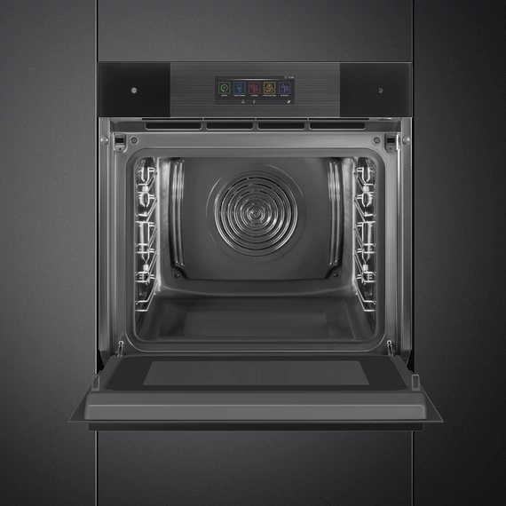 SMEG Galileo Omnichef 3 az 1-ben sütő, nagy TFT kijelzővel, Wi-Fi kapcsolattal - Linea design, mélyfekete üveg