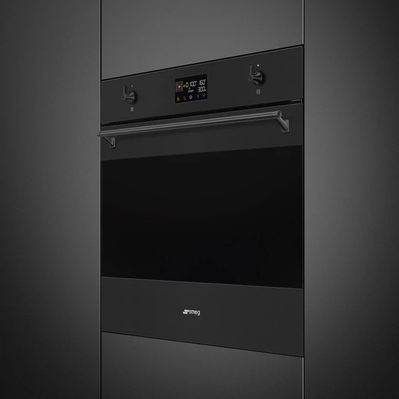 SMEG Galileo Speedwave XL Kompakt kombinált mikrohullámú sütő, nagy LCD kijelzővel - Classica design, matt fekete