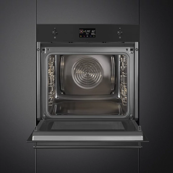 SMEG Galileo Speedwave XL Kompakt kombinált mikrohullámú sütő, nagy LCD kijelzővel - Classica design, matt fekete