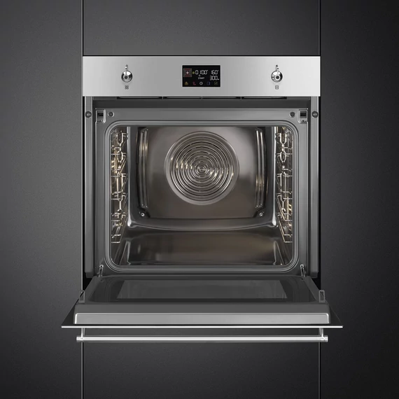 SMEG Galileo Speedwave XL Kompakt kombinált mikrohullámú sütő, nagy LCD kijelzővel - Classica design, inox
