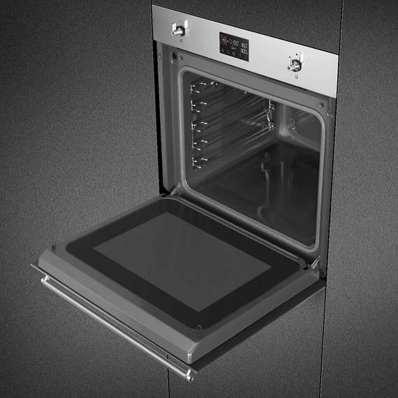 SMEG Galileo Speedwave XL Kompakt kombinált mikrohullámú sütő, nagy LCD kijelzővel - Classica design, inox