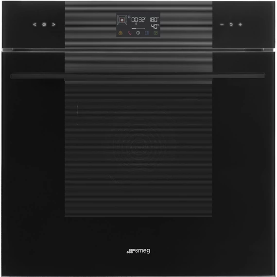 SMEG Kombinált gőzsütő Galileo sütőtérrel,  pirolitikus tisztítássál, nagy LCD kijelzővel- Linea design, mélyfekete üveg