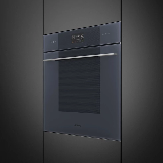 SMEG Galileo SteamOne Kombinált gőzsütő, pirolitikus tisztítássál, nagy LCD kijelzővel - Linea design, neptune szürke üveg