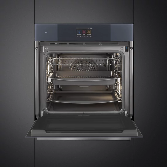 SMEG Galileo SteamOne Kombinált gőzsütő, pirolitikus tisztítássál, TFT kijelzővel, Linea design, neptune szürke üveg