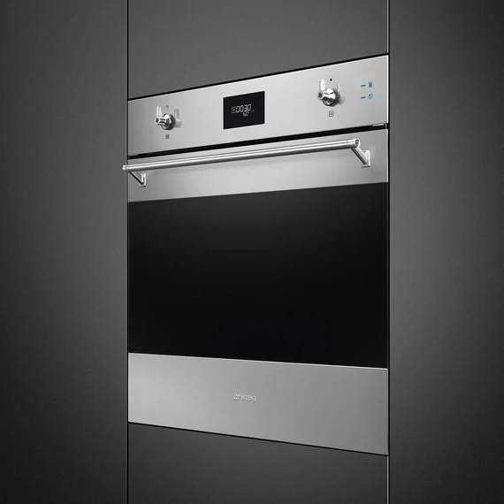 SMEG Kombinált gőzsütő Galileo sütőtérrel,  pirolitikus tisztítássál, LCD kijelzővel - Classica design, inox
