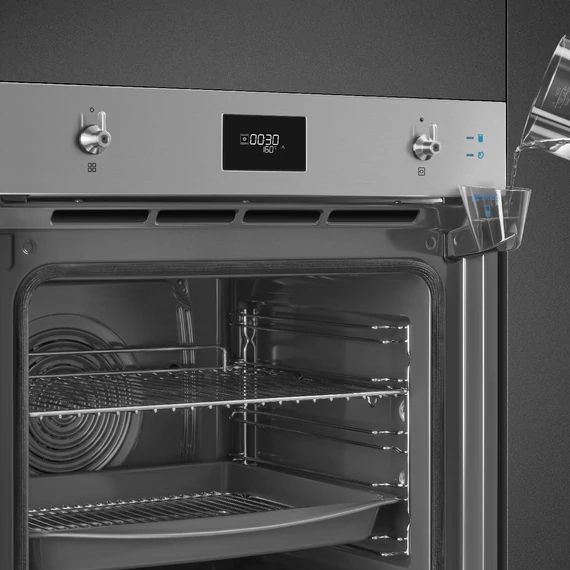 SMEG Kombinált gőzsütő Galileo sütőtérrel,  pirolitikus tisztítássál, LCD kijelzővel - Classica design, inox