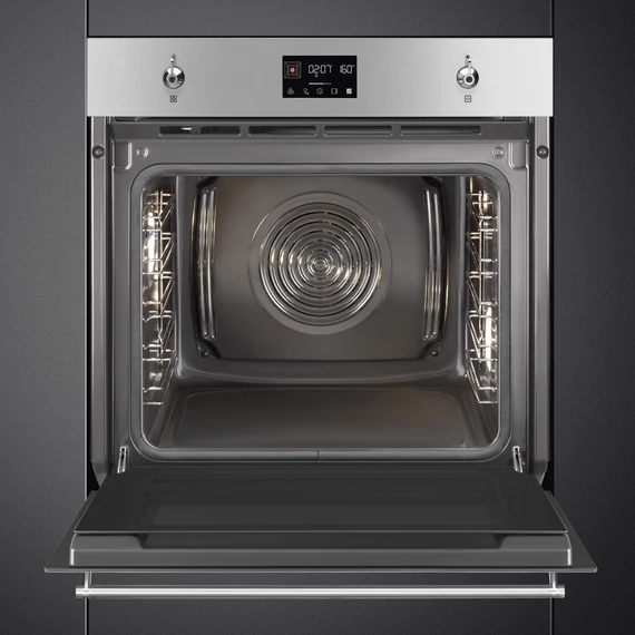 SMEG PIROLITIKUS HŐLÉGKEVERÉSES SÜTŐ, Classica design, Galileo, 60 cm, ES LCD, inox