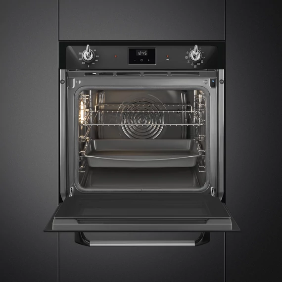 SMEG PIROLITIKUS HŐLÉGKEVERÉSES SÜTŐ, Victoria design, Galileo, 60 cm, ES LCD, fekete