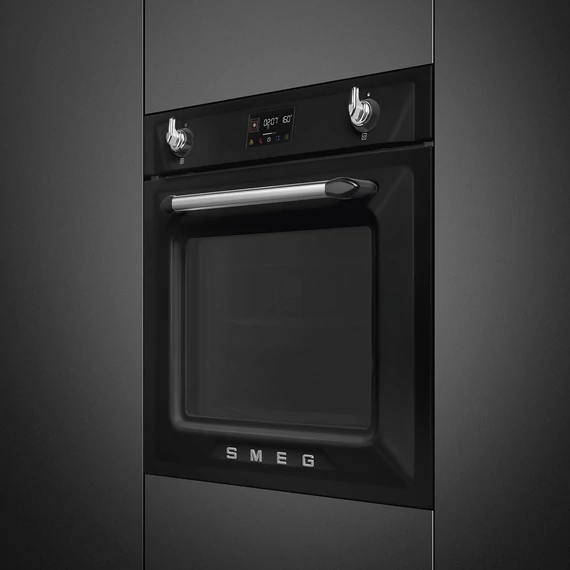 SMEG Kombinált gőzsütő Galileo sütőtérrel,  pirolitikus tisztítássál, nagy LCD kijelzővel - Victoria design, fekete
