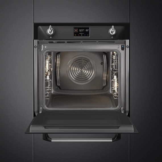 SMEG Kombinált gőzsütő Galileo sütőtérrel,  pirolitikus tisztítássál, nagy LCD kijelzővel - Victoria design, fekete