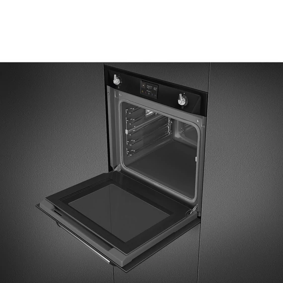 SMEG Kombinált gőzsütő Galileo sütőtérrel,  pirolitikus tisztítássál, nagy LCD kijelzővel - Victoria design, fekete