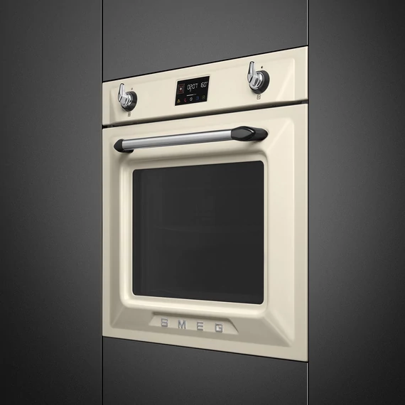 SMEG Kombinált gőzsütő Galileo sütőtérrel,  pirolitikus tisztítássál, nagy LCD kijelzővel - Victoria design, bézs