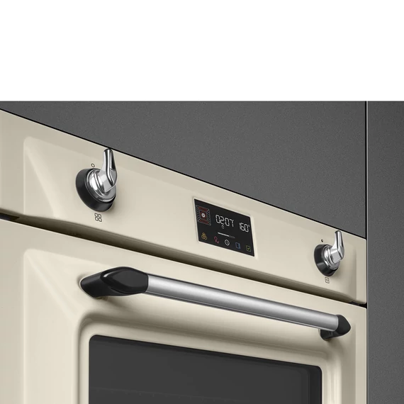 SMEG Kombinált gőzsütő Galileo sütőtérrel,  pirolitikus tisztítássál, nagy LCD kijelzővel - Victoria design, bézs