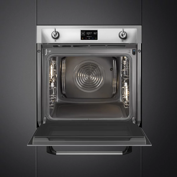 SMEG Kombinált gőzsütő Galileo sütőtérrel,  pirolitikus tisztítássál, nagy LCD kijelzővel - Victoria design, inox