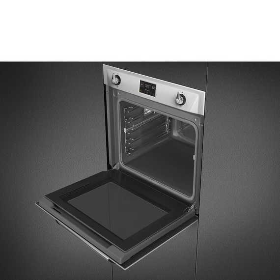 SMEG Kombinált gőzsütő Galileo sütőtérrel,  pirolitikus tisztítássál, nagy LCD kijelzővel - Victoria design, inox
