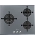 SMEG GÁZ FŐZŐLAP, Linea design, 60 cm, 3 gázégő, öntöttvas edénytartók, függőleges láng,ezüst üveg alap