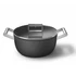 Smeg fekete 24 cm-es lábas fedővel, szemből