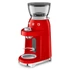 Smeg piros Minipro kávédaráló, oldalról