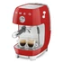 SMEG piros karos espresso kávéfőző Cold brew funkcióval, oldalról