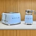 SMEG világoskék 2x2 szeletes kenyérpirító és tejhabosító