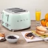 SMEG világoszöld 2x2 szeletes kenyérpirító, konyhapulton